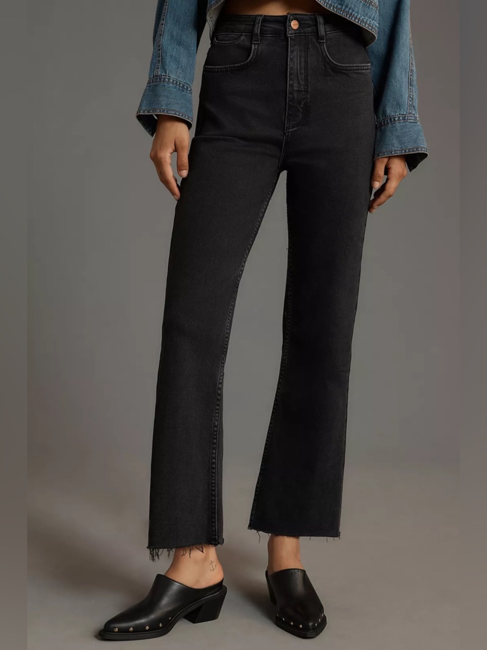 Anthropologie Pilcro The Annie High-Rise Straight-Leg Jeans Raw Hem